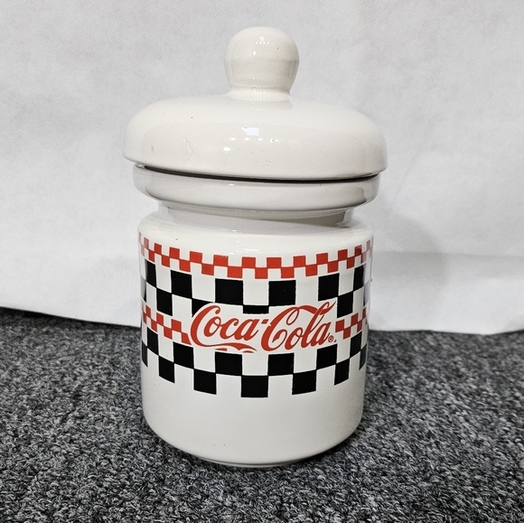 Vintage 7in Coca-Cola 1996 By Gibson Checker Board Sugar Jar Canister - Picture 1 of 6